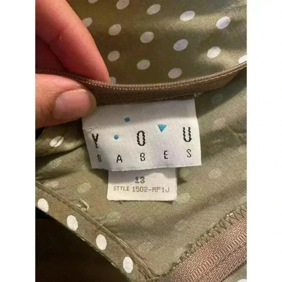 VTG You Babes Women's Green Romper Shorts Sleeveless Sz 13 White Polka Dots - Picture 3 of 8